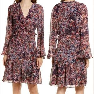 Julia jordan floral printed long sleeve bell cuff dress
